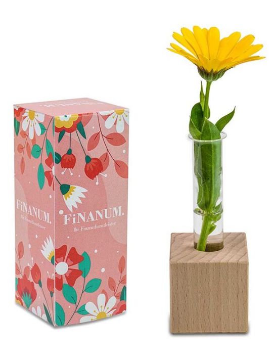 MINI VASO IN VETRO CON BASE IN LEGNO